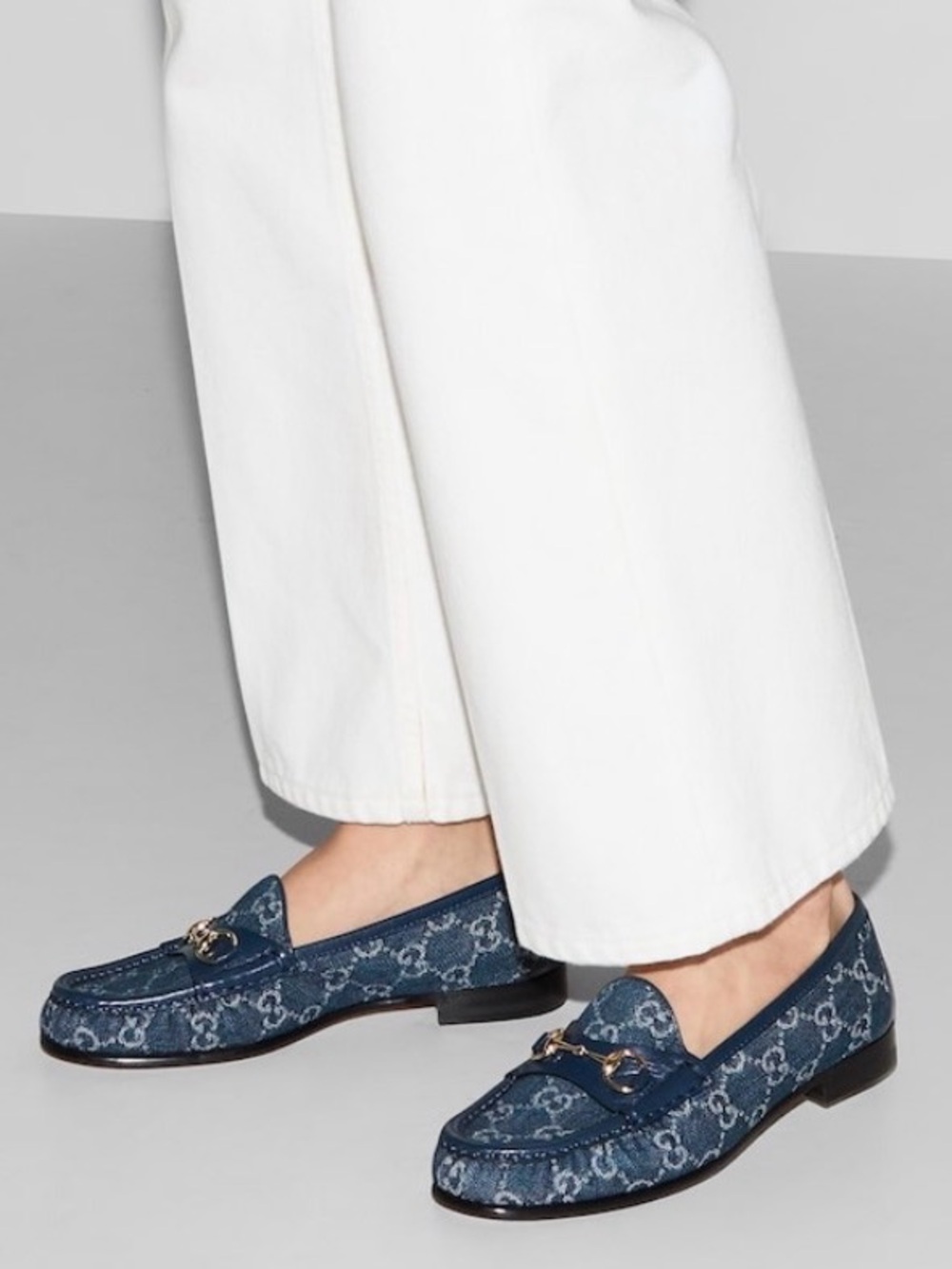 Gucci 1953 Horsebit GG Denim Loafers Navy Blue Leather EU 40 US 10, EUC, box inc